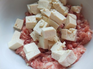 冬瓜肉丸汤,加入适量豆腐抓均匀。