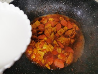 鸡蛋西红柿打卤面,加小碗清水