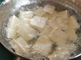 牛肉炖豆腐,将切好的豆腐片焯下水，这样不仅能去除豆腥味，而且焯水后的豆腐更加滑嫩。