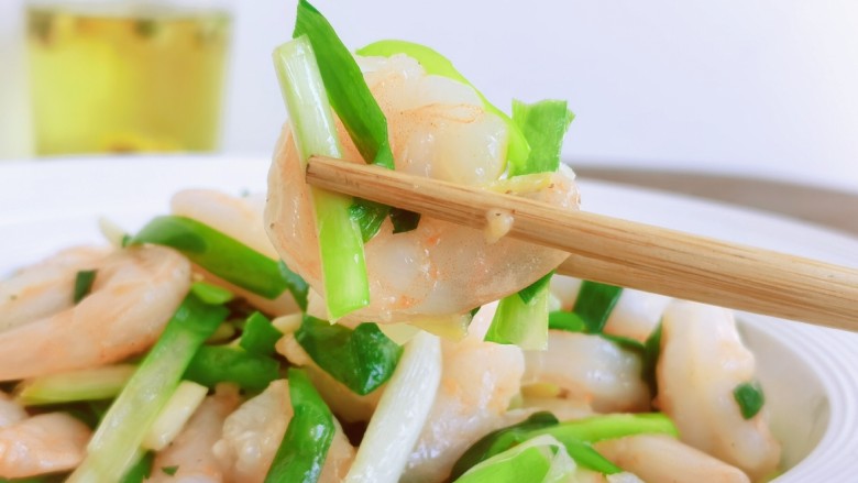 韭菜炒虾仁,鲜嫩好吃。