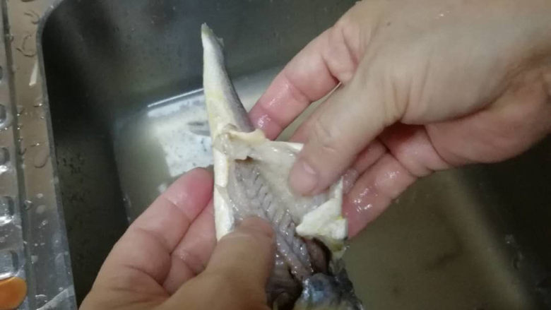 海苔面拖黄鱼,用手轻轻的将鱼肉与骨头分离