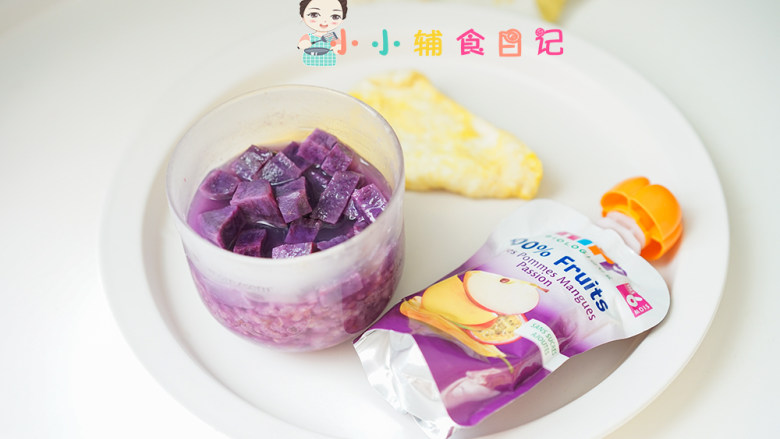 10个月以上紫薯谷物米粥,紫薯也可以换成南瓜同样很好吃