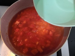 番茄黑鱼片,加入水，大火烧煮
