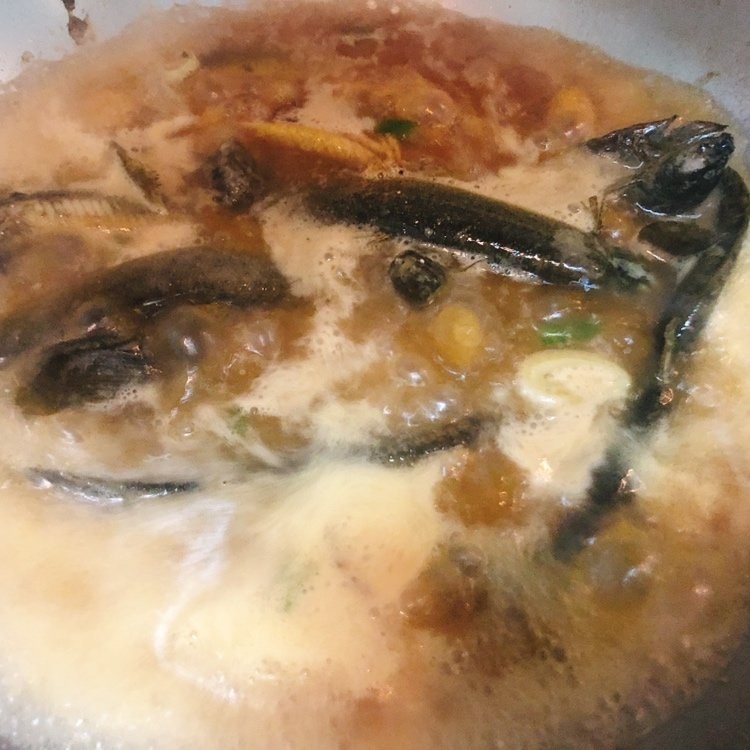 泥鳅炖豆腐,加入开水