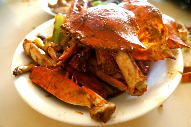 干锅香辣蟹,螃蟹盖盖摆盘，完美