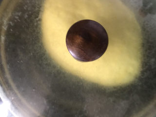 光滑反光的南瓜馒头,盖上盖子放在室温发酵至两倍大小