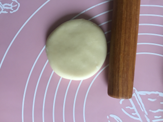 芝麻糖酥小烧饼,包好馅料以后擀圆就可以了，制作过程中一定用保鲜膜盖好，否则就容易干皮；