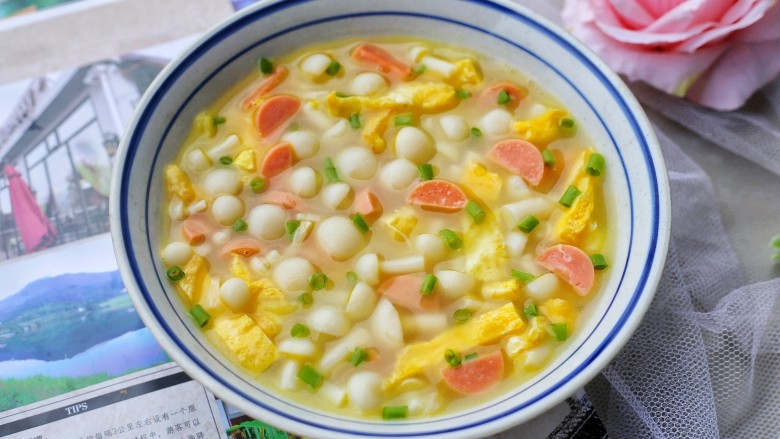白玉菇鸡蛋汤,超级鲜美！