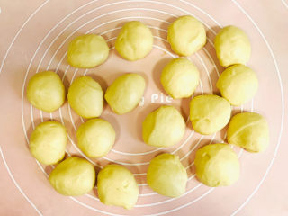 花式红枣泥面包圈,立即均分18份，团成圆形