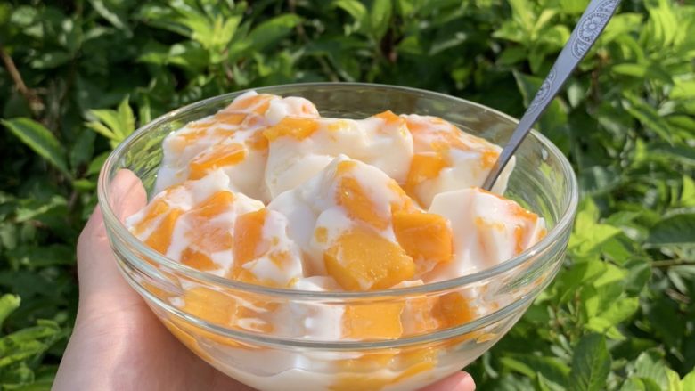 芒果牛奶冻,直接装碗里就可以吃啦。