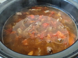 番茄牛腩煲,加入清水没过牛肉