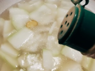 冬瓜薏米排骨汤,放入胡椒粉