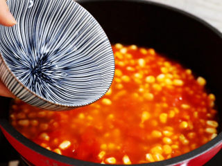 茄汁玉米鸡丁,加入清水，没过食材即可