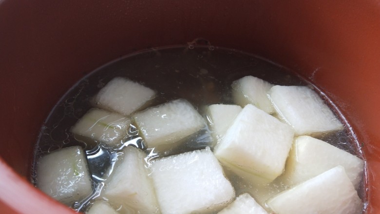 冬瓜薏米排骨汤,一小时候倒入冬瓜。