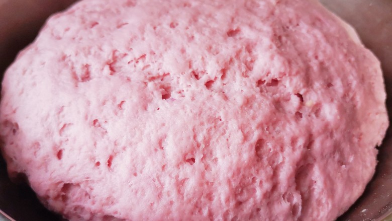 紫薯玫瑰花馒头,和成光滑的面团，盖上盖子发酵一小时左右