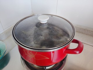 冬瓜猪骨汤,大火再次烧开之后盖上锅盖，转小火，煮25-30分钟