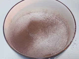 艾素糖造型水果蛋糕,混合好后，筛入低筋粉和可可粉