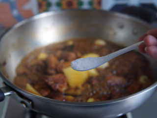 新疆大盘鸡,加盐调味，继续炖十分钟。