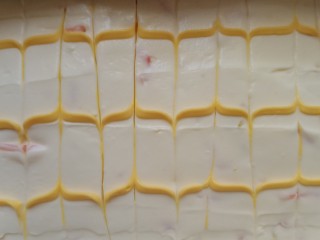 柠檬柚子乳酪条,然后用牙签在表面划出纹路，怎么划都可以，看自己喜好。