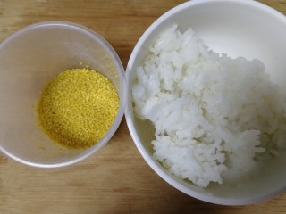 红枣南瓜粥,小米，半碗冷米饭。