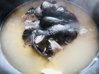 豆腐鱼头汤,最小火熬出奶白色的汤底。