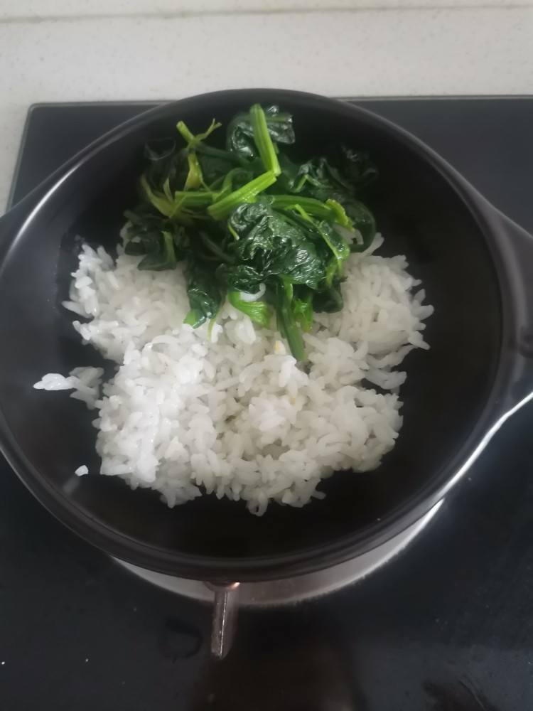 石锅素拌饭,加菠菜