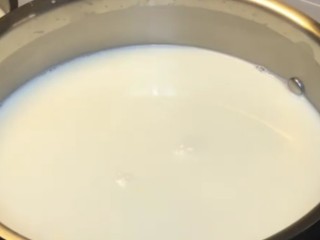 红豆双皮奶,纯牛奶倒入奶锅中，小火煮至冒泡，不需要煮沸。煮牛奶只有加热了自然晾凉后才会起奶皮。脂肪和蛋白质越多，奶皮也越厚