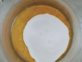 日式舒芙蕾,蛋黄糊:蛋白与蛋黄分开，蛋黄打散，再倒入酸奶