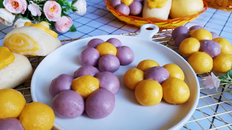 南瓜紫薯馒头,成品图！