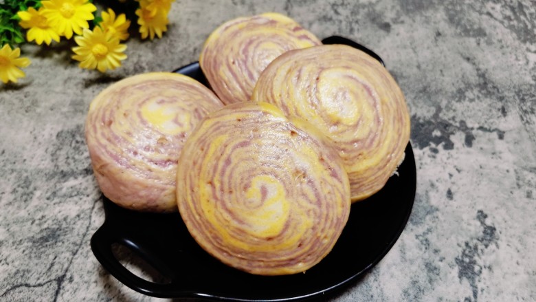 南瓜紫薯馒头,成品图