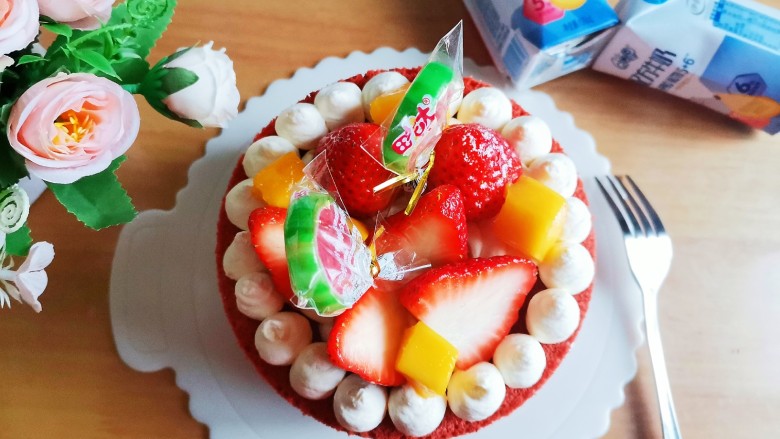 红丝绒草莓🍓裸蛋糕,成品图！