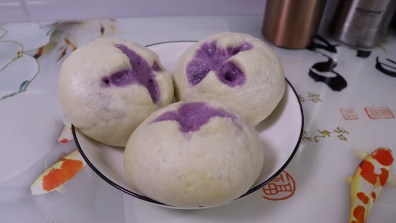 紫薯开花馒头,成品^o^