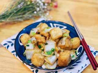 油豆腐炒白菜,成品2