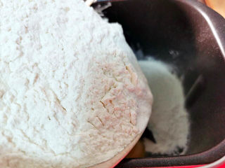 布里欧修树莓面包,加入面粉，盐，开启揉发键