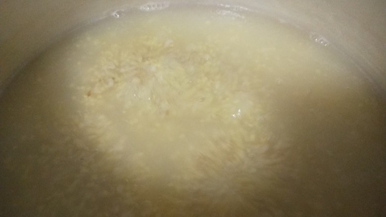 红枣小米燕麦粥,中火熬制。