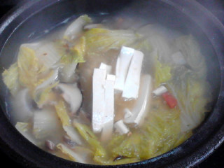 白菜煲,再加入豆腐条煮2分钟。