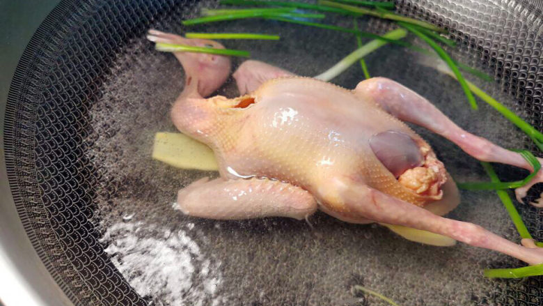 桃胶姬松茸炖鸽子,这个熊样就可以出锅冲凉，肚子也要清洗干净