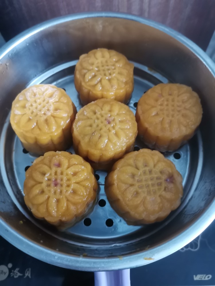 南瓜紫薯月饼,蒸15分
