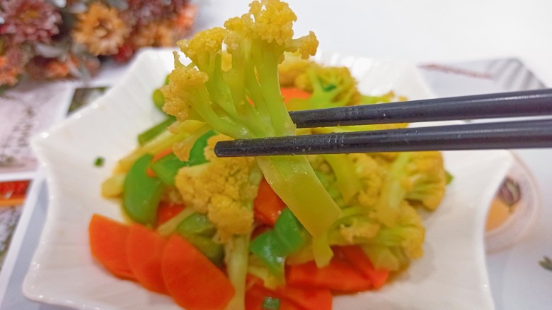青椒炒花菜,美味