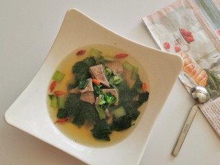 青菜猪肝汤,成品图