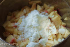 蜜桃果酱,将水蜜桃去核，切成小块后，放入容器中，加入白糖