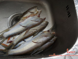 香辣刁子鱼,鱼处理干净，身上划两刀，抹少许盐、料酒腌制备用。