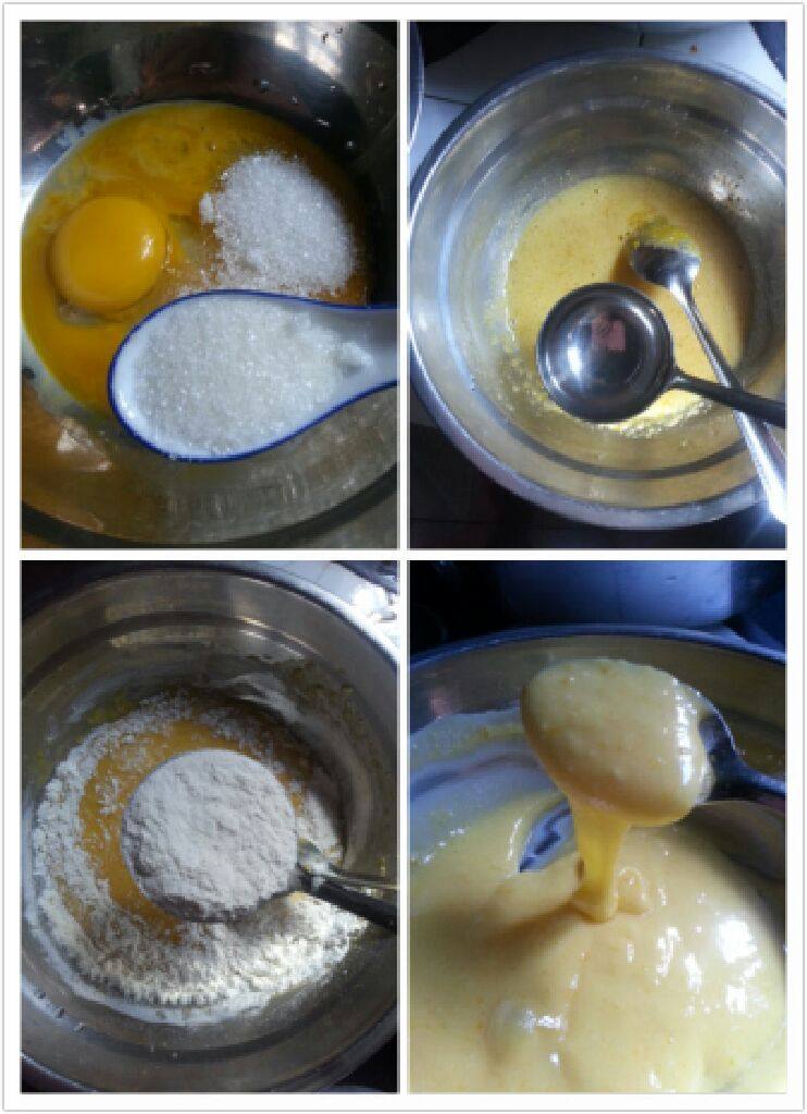 电饭煲蛋糕,4个蛋清用打蛋网打发成硬性泡沫,泡沫可以立尖不倒,或把碗