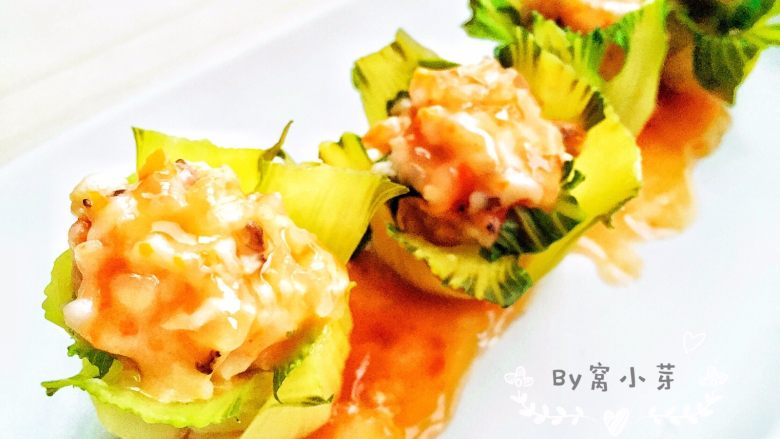 虾滑酿青菜—吃一个青翠诱人的小花朵吧！
