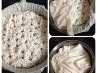 自制醪糟,蒸锅垫上屉布，将泡好的糯米捞出放入锅中，中间戳几个孔，把多余的布掩盖米，盖上盖大火蒸30分钟左右至糯米熟透。
