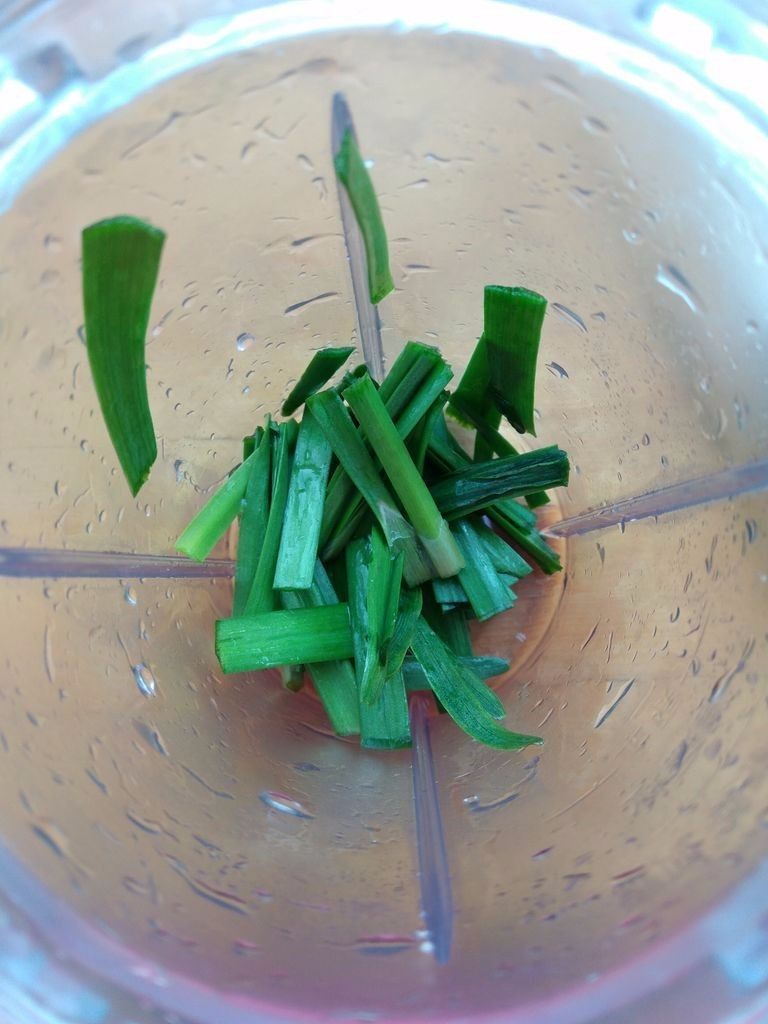 儿童蔬菜汤饭,<a style='color:red;display:inline-block;' href='/shicai/ 116'>韭菜</a>洗净，切去根部，入料理机打成汁，过滤备用。