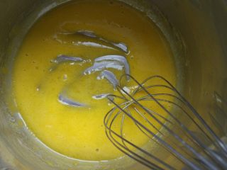 迷你水果挞,制作卡仕达酱：（两个的分量）
将蛋黄和细砂糖倒入盆中，快速搅拌至微微发白。