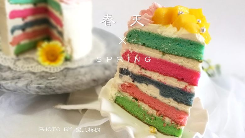 彩虹蛋糕,一层一层的蛋糕，让人食欲大增啊