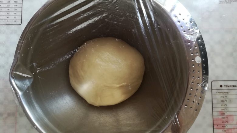 酸奶吐司（波兰种）,面团收圆，放入盆子里室温下发酵（温度29.5）