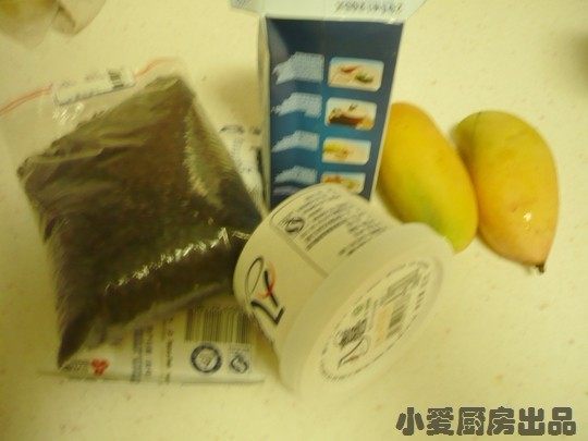 芒果白雪黑糯米甜甜,准备材料